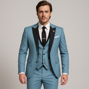 Dreiteiliger Herrenanzug in Slim Fit – Elegante Weste mit Satinrevers für formelle Hochzeiten
