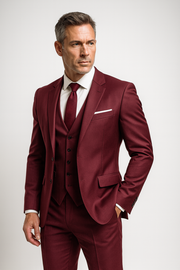 Dreiteiliger Herrenanzug – Elegante Weste, schmal geschnitten, formell, taillierter Stil
