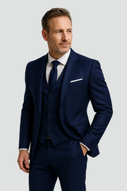 Dreiteiliger Herrenanzug – Elegante Weste, schmal geschnitten, formell, taillierter Stil