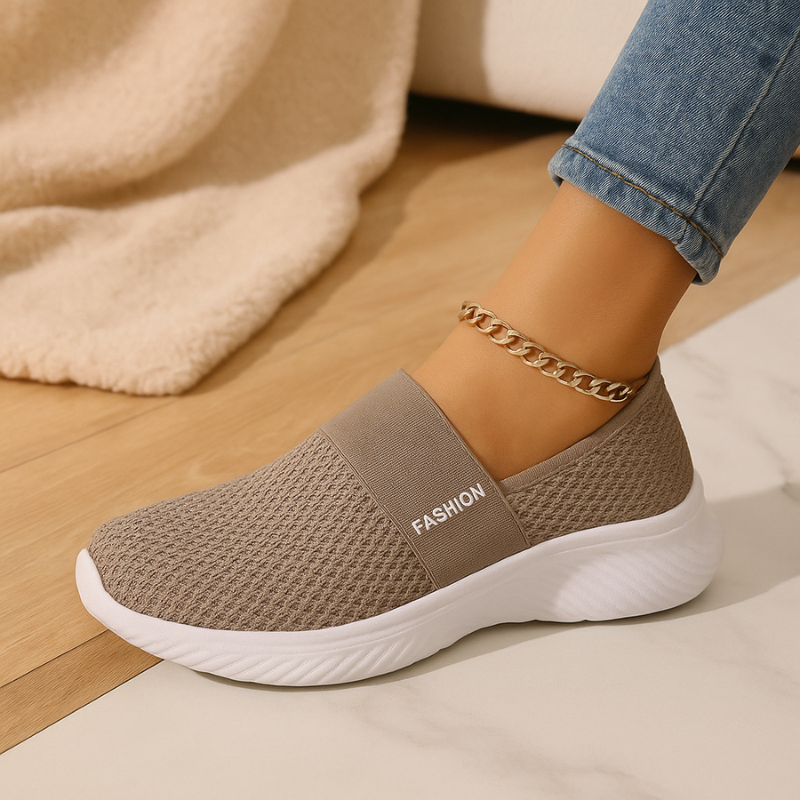 Damen-Slipper zum Hineinschlüpfen – Atmungsaktives Mesh-Obermaterial, weich gepolsterte Innensohle und strapazierfähige Gummisohle