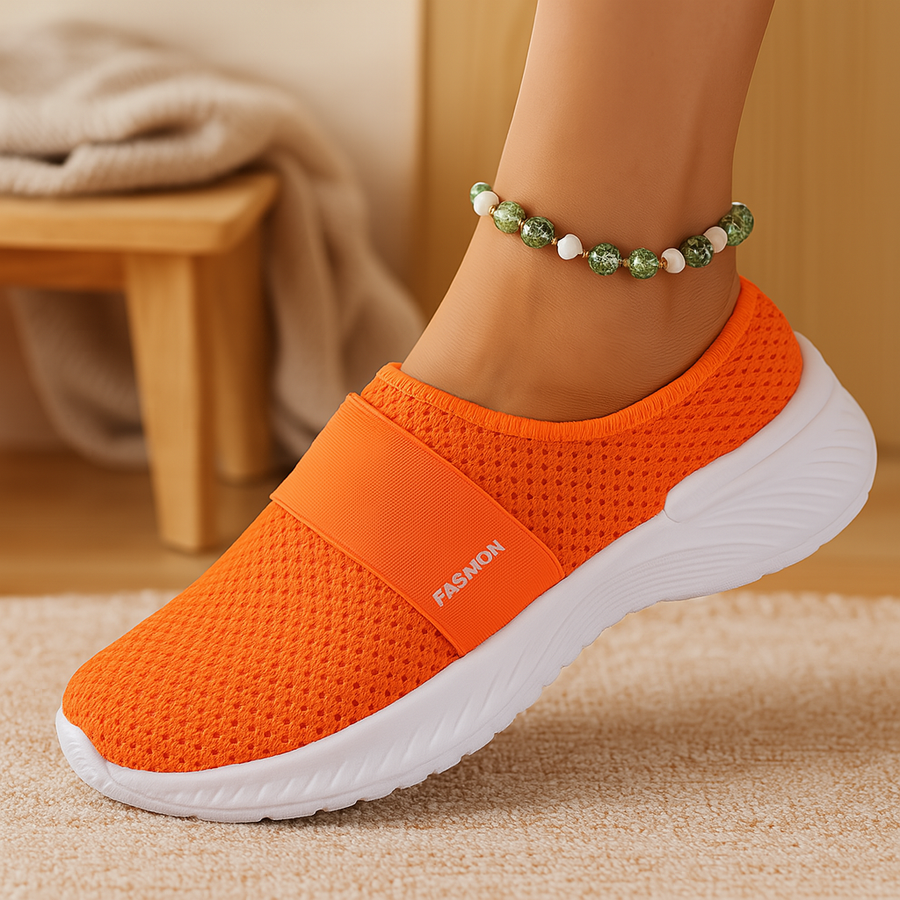 Damen-Slipper zum Hineinschlüpfen – Atmungsaktives Mesh-Obermaterial, weich gepolsterte Innensohle und strapazierfähige Gummisohle