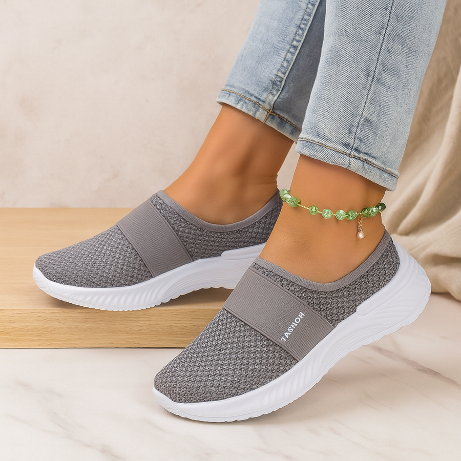 Damen-Slipper zum Hineinschlüpfen – Atmungsaktives Mesh-Obermaterial, weich gepolsterte Innensohle und strapazierfähige Gummisohle
