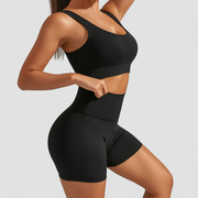 Damen Nahtloses Geripptes Yoga- & Pilates-Set – Fitness-Outfit mit Sport-BH & Leggings