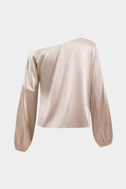 Astrid | Ballonärmeln Asymmetrische One-Shoulder Satin-Bluse