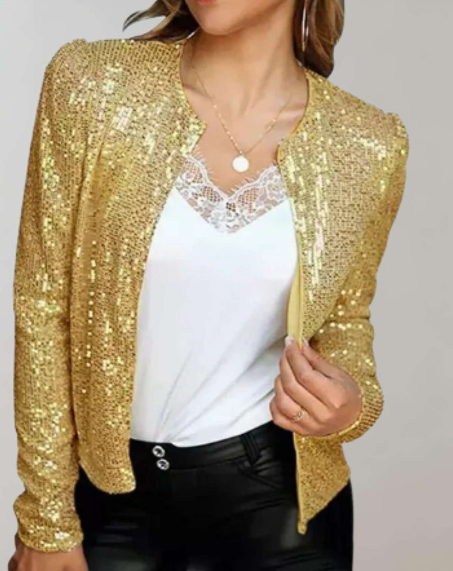 Claire - Glänzender und glitzernder offener Pullover Sweater