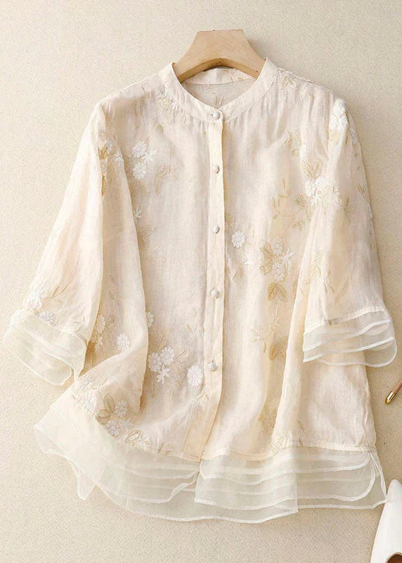 Kourtney – Elegante Damenbluse mit Stickerei