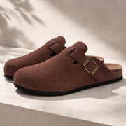Clogs aus Wildleder Damen Herren | Verstellbare Schnalle & Fußbett-Komfort