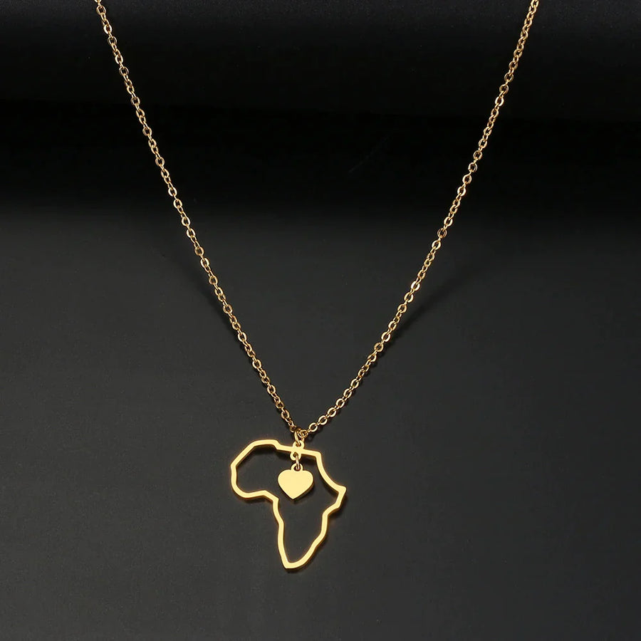 Halskette mit Herz des Kontinents in Gold