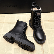 Gefütterte Damen-Winterstiefel aus schwarzem Leder für ultimativen Komfort und Wärme