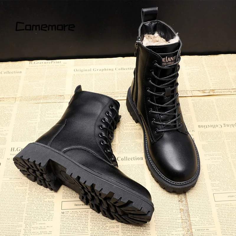 Gefütterte Damen-Winterstiefel aus schwarzem Leder für ultimativen Komfort und Wärme