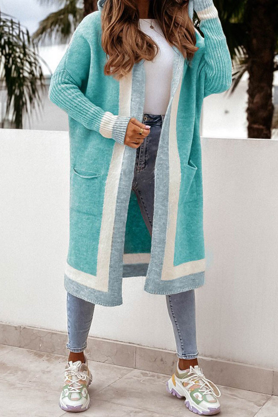 Kontrast-Hoodie für Damen - Modischer Cardigan für das Outfit 2024