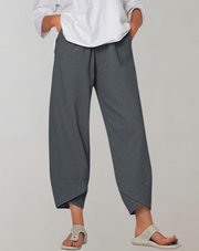 Cinzia  - Lässige verkürzte Hose mit weitem Bein | Lässige Hose mit weitem Bein und hoher Taille für den Alltag