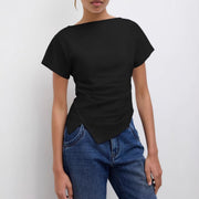 Cropped T Shirt Damen | Asymmetrisch & Drapiert