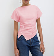 Cropped T Shirt Damen | Asymmetrisch & Drapiert