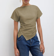 Cropped T Shirt Damen | Asymmetrisch & Drapiert
