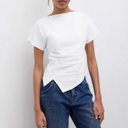 Cropped T Shirt Damen | Asymmetrisch & Drapiert