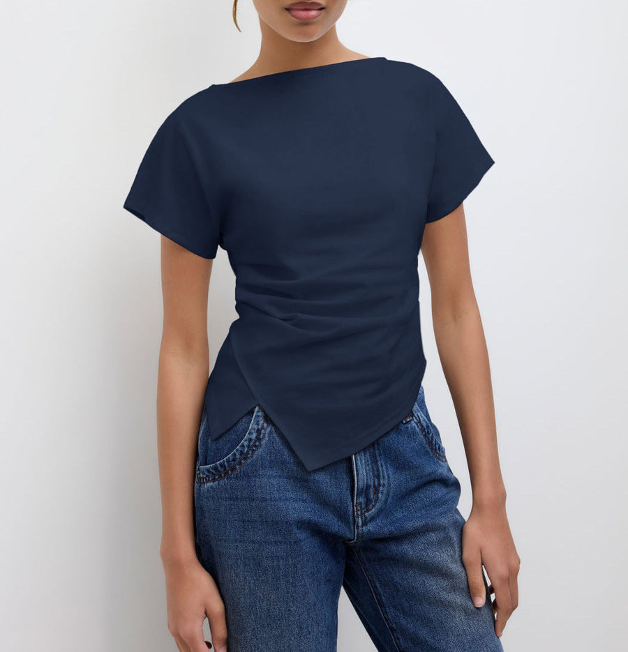 Cropped T Shirt Damen | Asymmetrisch & Drapiert