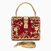 Luxus-Acryl Clutch in Himmelblau mit barockem Golddekor – Vintage-inspirierte Abendtasche