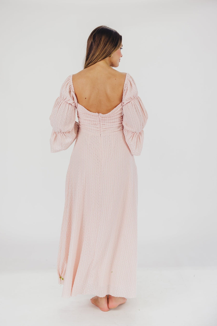 Corrine - langes Kleid mit rüschenärmeln und taschen - ballerina-pink - stoßfest
