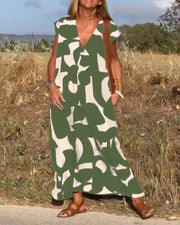 Amara - Maxikleid mit Print und V-Ausschnitt