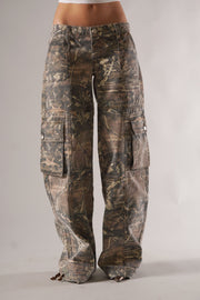 Wiola - Cargohose im Vintage-Tarnmuster | Trendy Jeans mit vielen Taschen