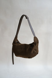 Vintage Schwarze Suedette Dumpling Tasche – Vegane Schultertasche