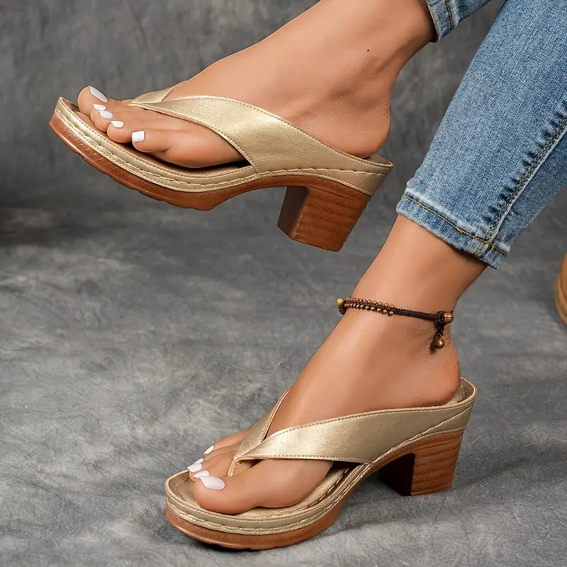 Orthopädische Sandalen mit Absatz für Damen aus veganem Leder