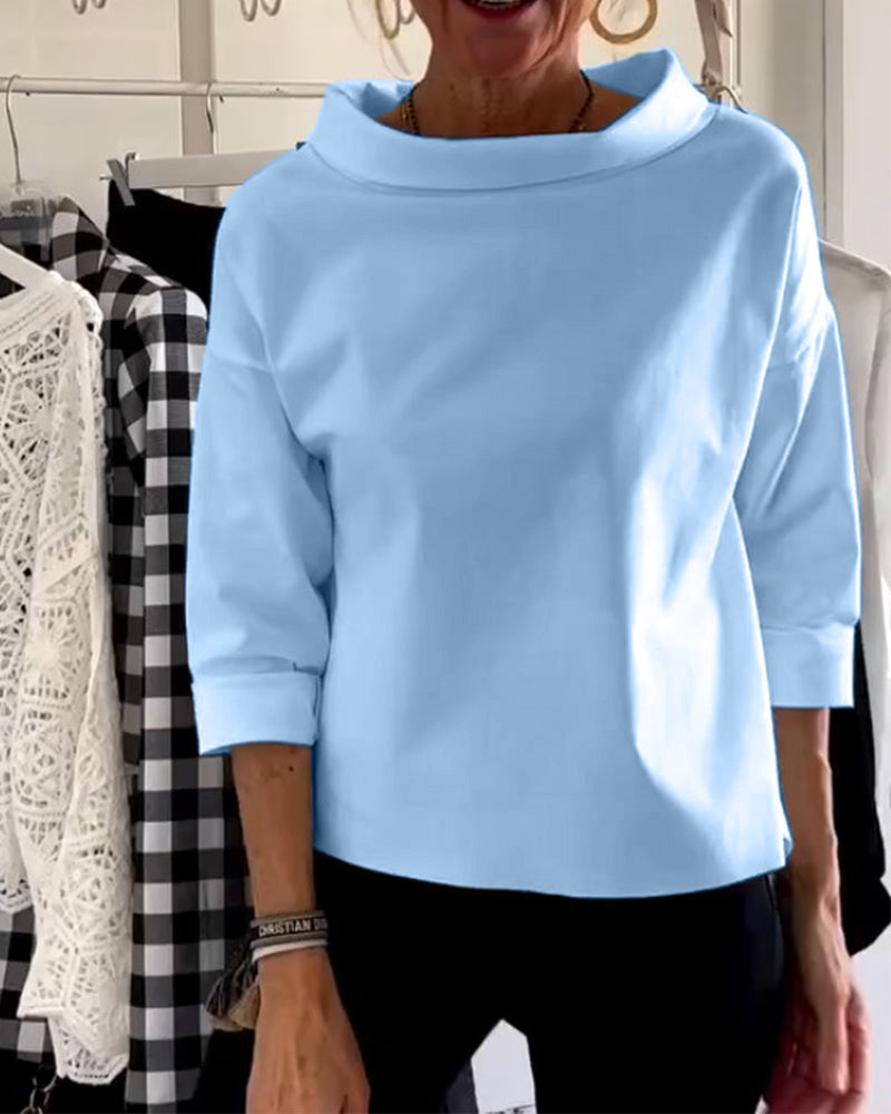 Damen Oberteil Shirt | U-Boot-Kragen & Lockerer Schnitt