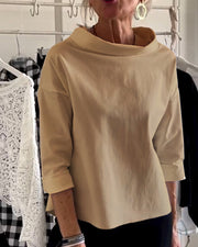 Damen Oberteil Shirt | U-Boot-Kragen & Lockerer Schnitt