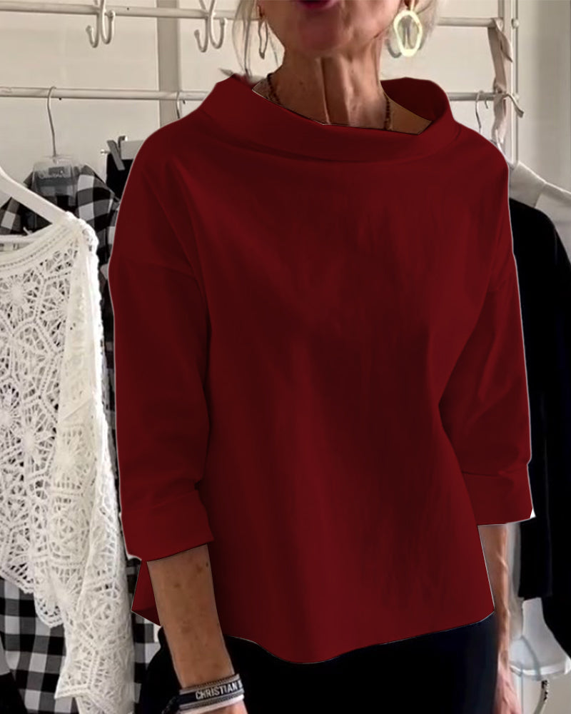 Damen Oberteil Shirt | U-Boot-Kragen & Lockerer Schnitt