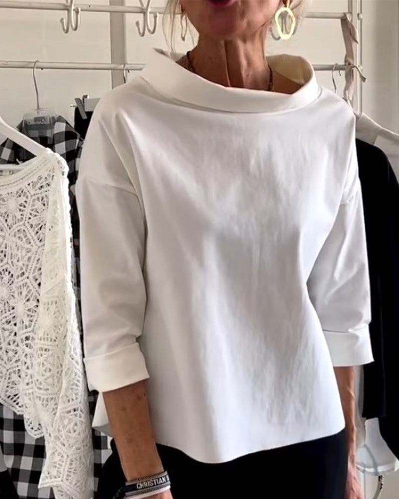 Damen Oberteil Shirt | U-Boot-Kragen & Lockerer Schnitt