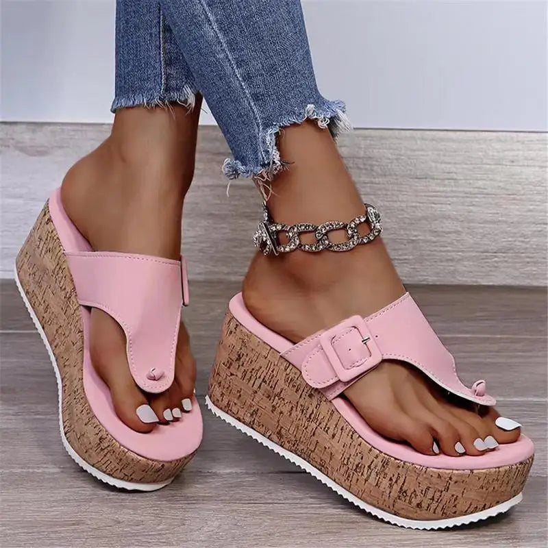 Elena - Plateau-Korksandalen mit verstellbarem Riemen