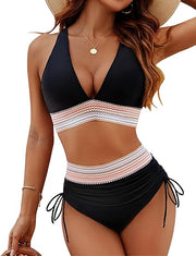 Set bikini donna con scollo a V | Slip bikini a vita alta