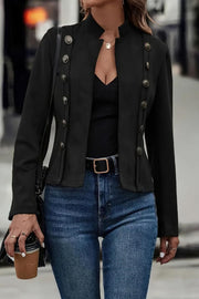 Damen Blazer Wildlederimitat Figurbetont Verkürzte Jacke mit Stehkragen