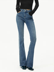 Damen Bootcut Jeans Hochbund Denim Stretch