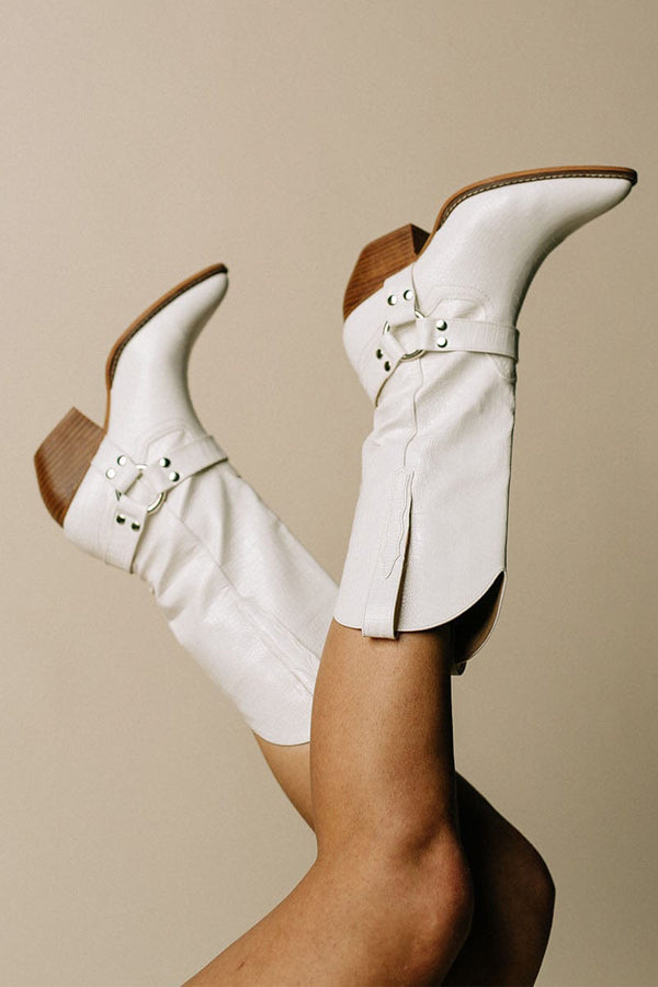 Damen Cowboystiefel Leder Elegant Western Stil