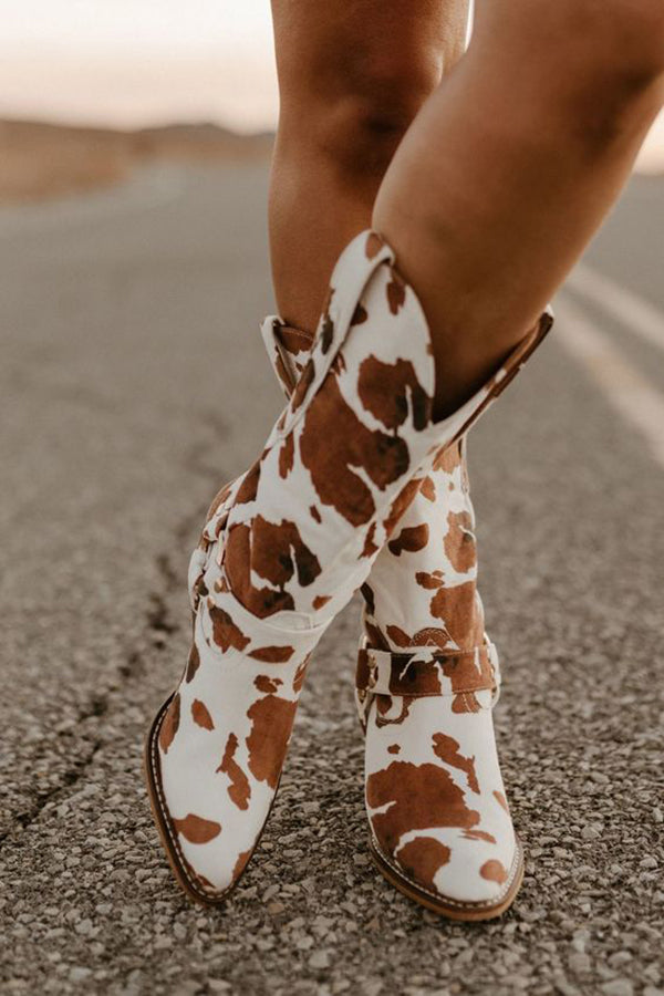Damen Cowboystiefel Leder Elegant Western Stil