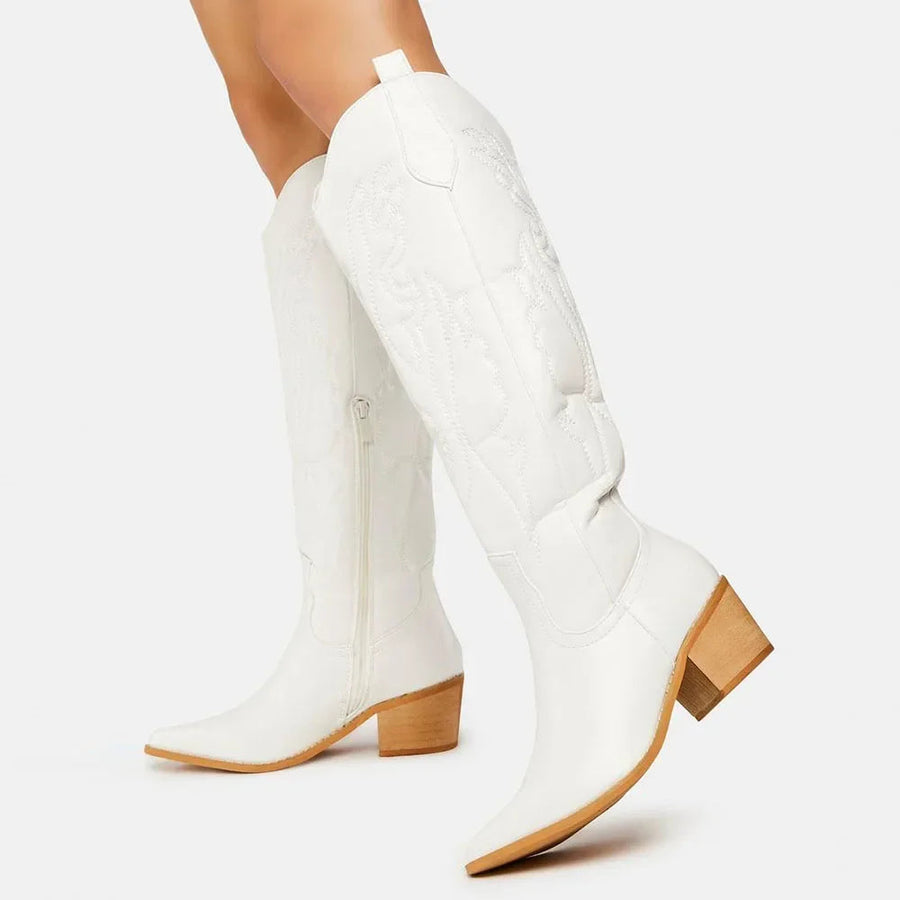 Damen Cowboystiefel Leder Kniehoch Wintertauglich Elegant