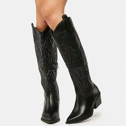 Damen Cowboystiefel Leder Kniehoch Wintertauglich Elegant