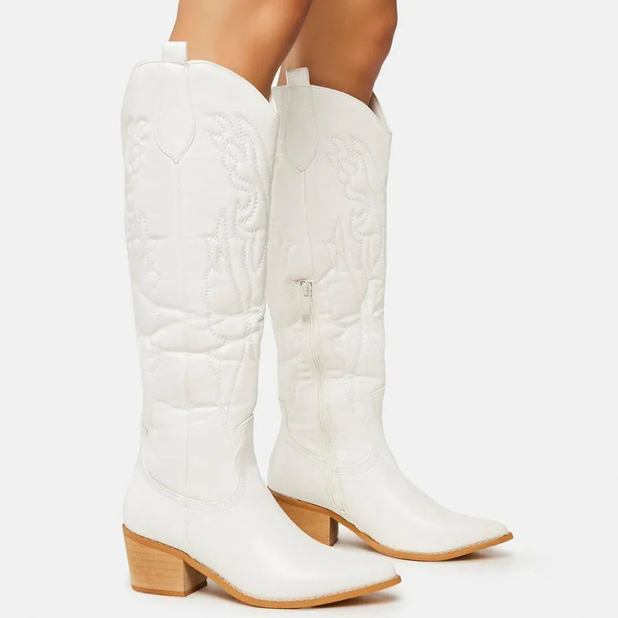 Damen Cowboystiefel Leder Kniehoch Wintertauglich Elegant