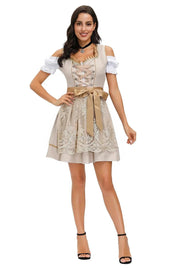 Damen Dirndl Kleid Baumwolle Traditionell Figurbetont
