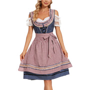 Damen Dirndlkleid Baumwolle Traditionell Modernes Karomuster
