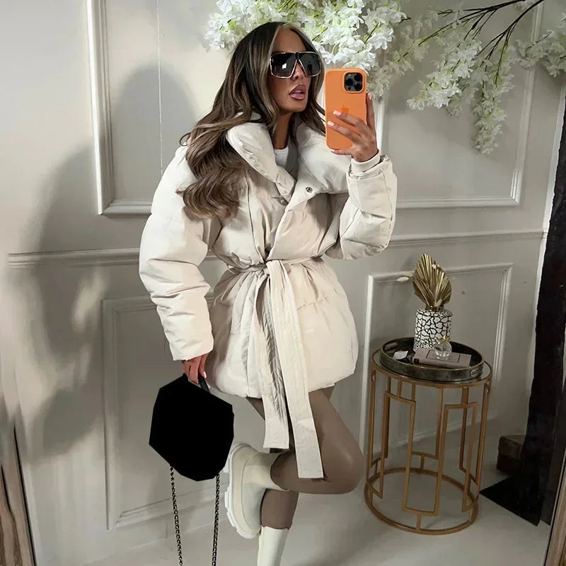 Damen Gewatteierte Parka Elegante Winterjacke