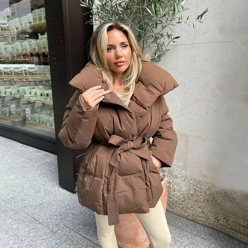 Damen Gewatteierte Parka Elegante Winterjacke
