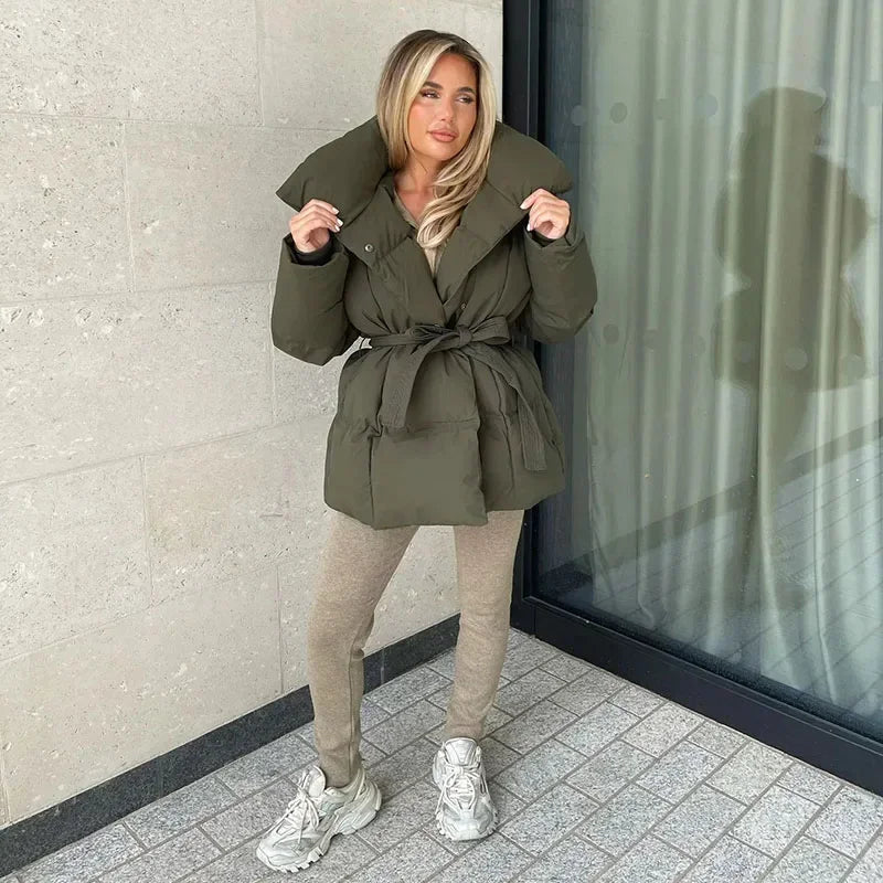 Damen Gewatteierte Parka Elegante Winterjacke