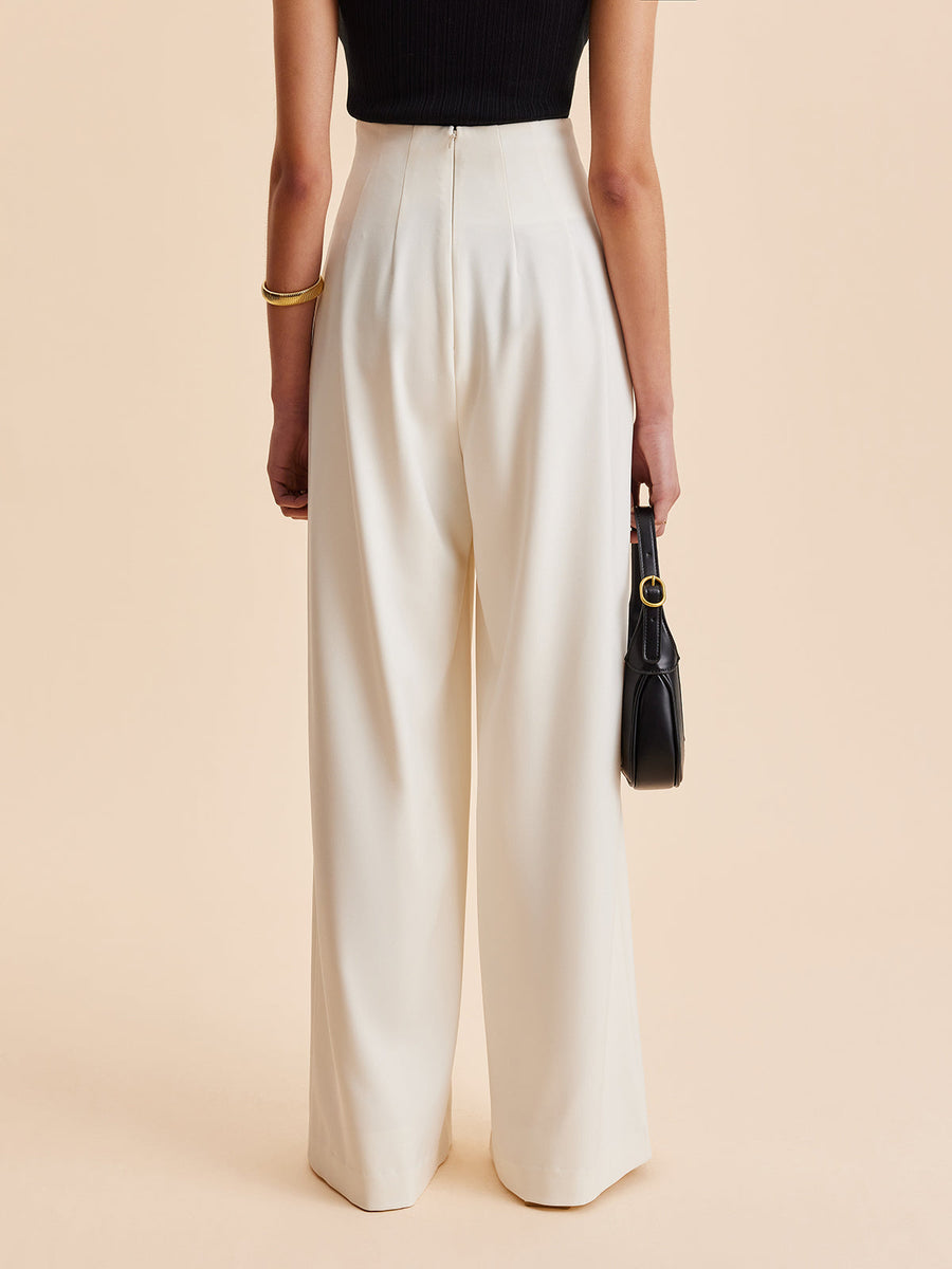 Damen Hochtaillierte Weite Hose mit Verzierungen