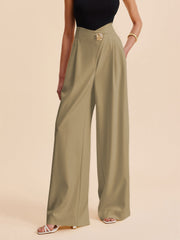 Damen Hochtaillierte Weite Hose mit Verzierungen