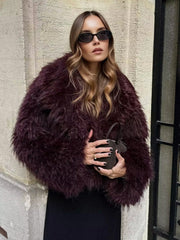 Damen Kurz Mantel Fleece Elegant für Winter Mäntel Damen