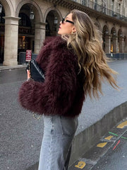 Damen Kurz Mantel Fleece Elegant für Winter Mäntel Damen