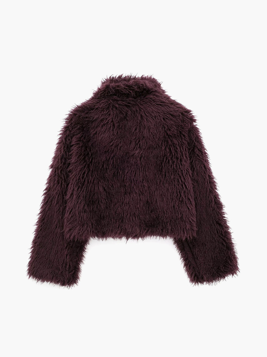 Damen Kurz Mantel Fleece Elegant für Winter Mäntel Damen